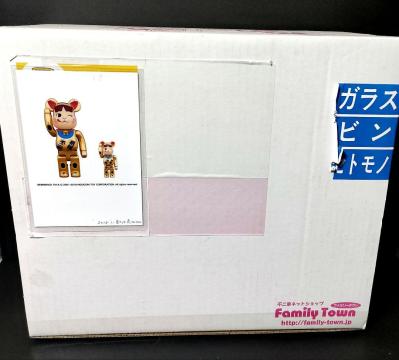 ベアブリック 招き猫 ペコちゃん 金メッキ弐 100％ ＆ 400％ 未開封