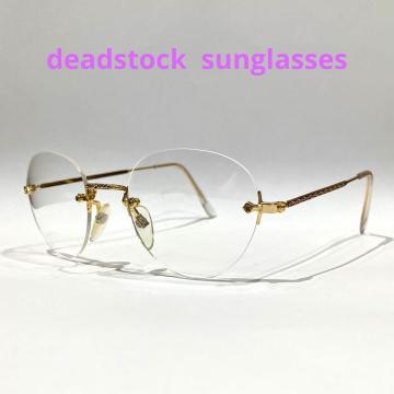 9616 リムレス ツーポイント ボストン ゴールド クリア 伊達メガネ