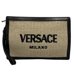 VERSACE(ヴェルサーチ) クラッチバッグ - 1015279 ベージュ×黒 2WAY レザー