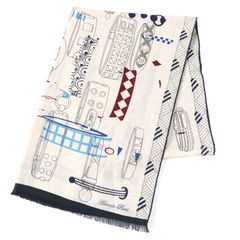 未使用品△HERMES エルメス 694134T レクタングル コリエ・ド・シアン アンプリムール フー カシミヤ シルク ストール 定価162800円