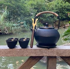 鉄瓶セット 和風鋳鉄急須 手作り湯沸かしポット 家居飾り レトロ茶器セット1.2L